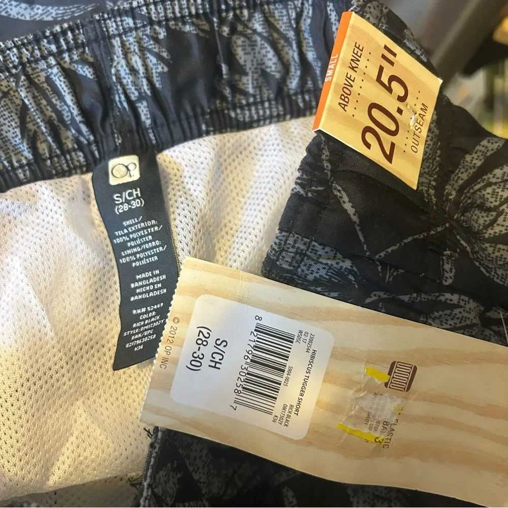 NWT OP Mens Shorts Island Basic Swim Trunks Black Gray Mesh Lining Small - Picture 5 of 5